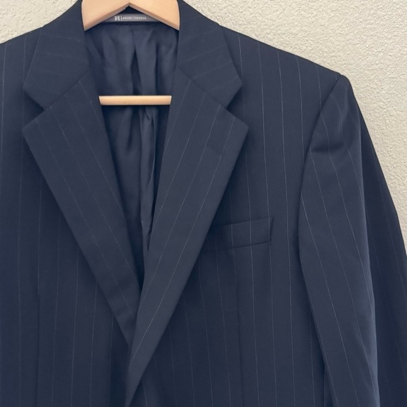 Loro Piana Hickey Freeman Sport Coat Blazer Jacket Wool Stripe Navy Classic 39 R - Picture 8 of 14